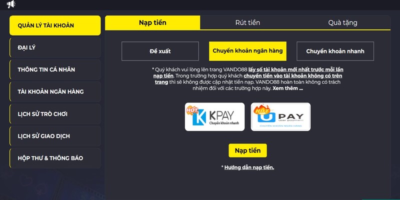 Phương thức chuyển vốn vào ví game dễ dàng Phương thức chuyển vốn vào ví game dễ dàng